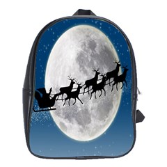 Santa Claus Christmas Fly Moon Night Blue Sky School Bag (xl)