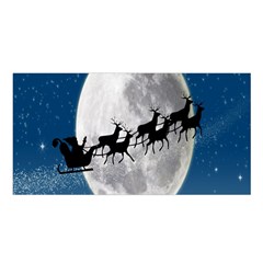 Santa Claus Christmas Fly Moon Night Blue Sky Satin Shawl