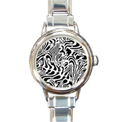 Psychedelic Zebra Pattern Black Round Italian Charm Watch