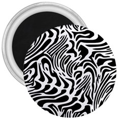 Psychedelic Zebra Pattern Black 3  Magnets