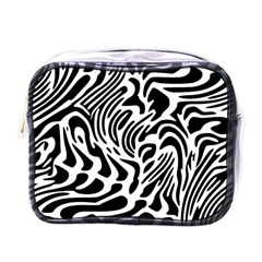 Psychedelic Zebra Pattern Black Mini Toiletries Bags