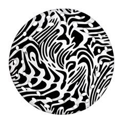 Psychedelic Zebra Pattern Black Round Filigree Ornament (Two Sides)