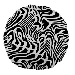 Psychedelic Zebra Pattern Black Large 18  Premium Flano Round Cushions