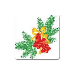 New Year Christmas Bells Tree Square Magnet by Alisyart