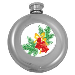 New Year Christmas Bells Tree Round Hip Flask (5 Oz)