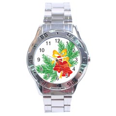 New Year Christmas Bells Tree Stainless Steel Analogue Watch