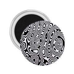 Psychedelic Zebra Black Circle 2 25  Magnets