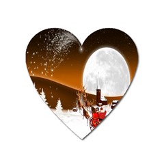 Santa Claus Christmas Moon Night Heart Magnet by Alisyart