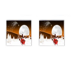 Santa Claus Christmas Moon Night Cufflinks (square)