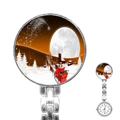 Santa Claus Christmas Moon Night Stainless Steel Nurses Watch