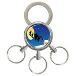 Santa Claus Christmas Sleigh Flying Moon House Tree 3-Ring Key Chains Front