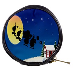 Santa Claus Christmas Sleigh Flying Moon House Tree Mini Makeup Bags