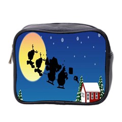 Santa Claus Christmas Sleigh Flying Moon House Tree Mini Toiletries Bag 2-side by Alisyart