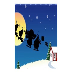 Santa Claus Christmas Sleigh Flying Moon House Tree Shower Curtain 48  X 72  (small) 