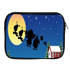 Santa Claus Christmas Sleigh Flying Moon House Tree Apple Ipad 2/3/4 Zipper Cases