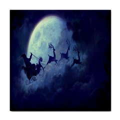 Santa Claus Christmas Night Moon Happy Fly Tile Coasters by Alisyart