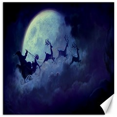 Santa Claus Christmas Night Moon Happy Fly Canvas 16  X 16  