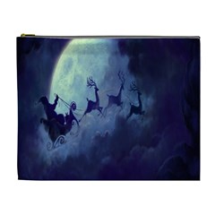 Santa Claus Christmas Night Moon Happy Fly Cosmetic Bag (xl)