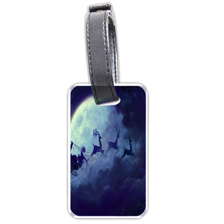 Santa Claus Christmas Night Moon Happy Fly Luggage Tags (One Side) 