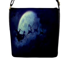 Santa Claus Christmas Night Moon Happy Fly Flap Messenger Bag (l)  by Alisyart