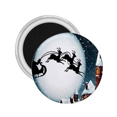 Santa Claus Christmas Snow Cool Night Moon Sky 2 25  Magnets