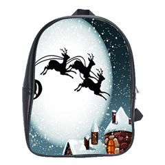 Santa Claus Christmas Snow Cool Night Moon Sky School Bag (xl) by Alisyart