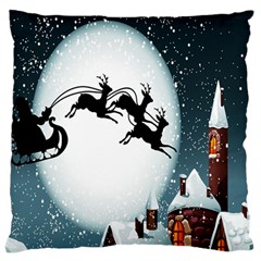 Santa Claus Christmas Snow Cool Night Moon Sky Standard Flano Cushion Case (one Side)