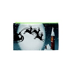 Santa Claus Christmas Snow Cool Night Moon Sky Cosmetic Bag (xs)