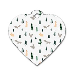 Squirrel Rabbit Tree Animals Snow Dog Tag Heart (two Sides)