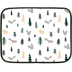 Squirrel Rabbit Tree Animals Snow Double Sided Fleece Blanket (mini) 