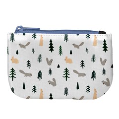 Squirrel Rabbit Tree Animals Snow Large Coin Purse