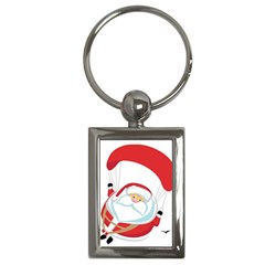 Skydiving Christmas Santa Claus Key Chains (rectangle) 