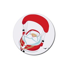 Skydiving Christmas Santa Claus Rubber Coaster (round) 