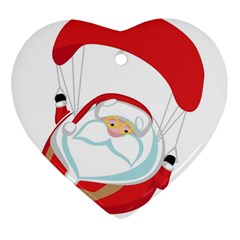 Skydiving Christmas Santa Claus Heart Ornament (two Sides) by Alisyart