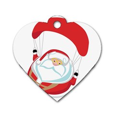 Skydiving Christmas Santa Claus Dog Tag Heart (two Sides)