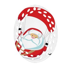 Skydiving Christmas Santa Claus Ornament (oval Filigree) by Alisyart
