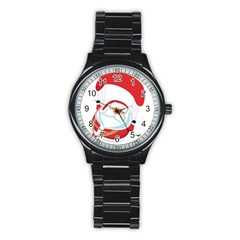 Skydiving Christmas Santa Claus Stainless Steel Round Watch by Alisyart