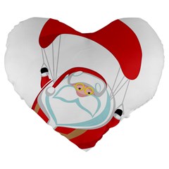 Skydiving Christmas Santa Claus Large 19  Premium Flano Heart Shape Cushions