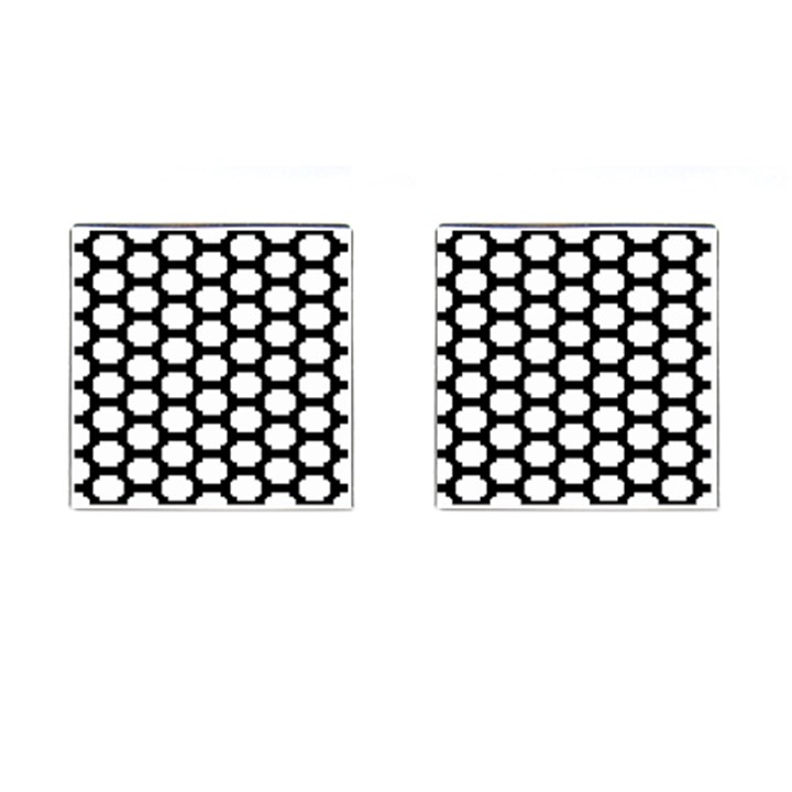 Tile Pattern Black White Cufflinks (Square)