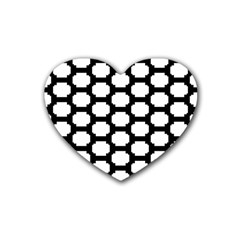 Tile Pattern Black White Heart Coaster (4 Pack) 