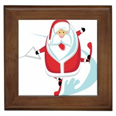 Surfing Snow Christmas Santa Claus Framed Tiles