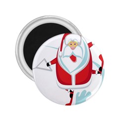 Surfing Snow Christmas Santa Claus 2 25  Magnets