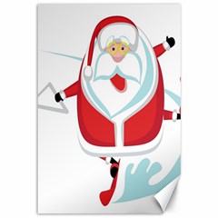 Surfing Snow Christmas Santa Claus Canvas 12  X 18  