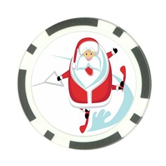 Surfing Snow Christmas Santa Claus Poker Chip Card Guard (10 Pack)