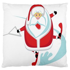 Surfing Snow Christmas Santa Claus Large Cushion Case (one Side) by Alisyart