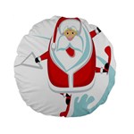 Surfing Snow Christmas Santa Claus Standard 15  Premium Round Cushions Back