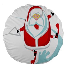 Surfing Snow Christmas Santa Claus Large 18  Premium Round Cushions