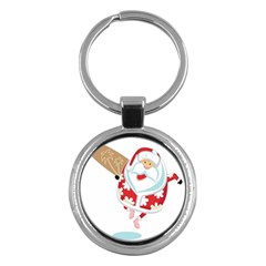 Surfing Christmas Santa Claus Key Chains (round) 