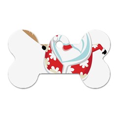 Surfing Christmas Santa Claus Dog Tag Bone (one Side)