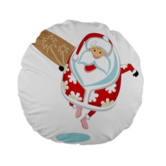 Surfing Christmas Santa Claus Standard 15  Premium Flano Round Cushions by Alisyart